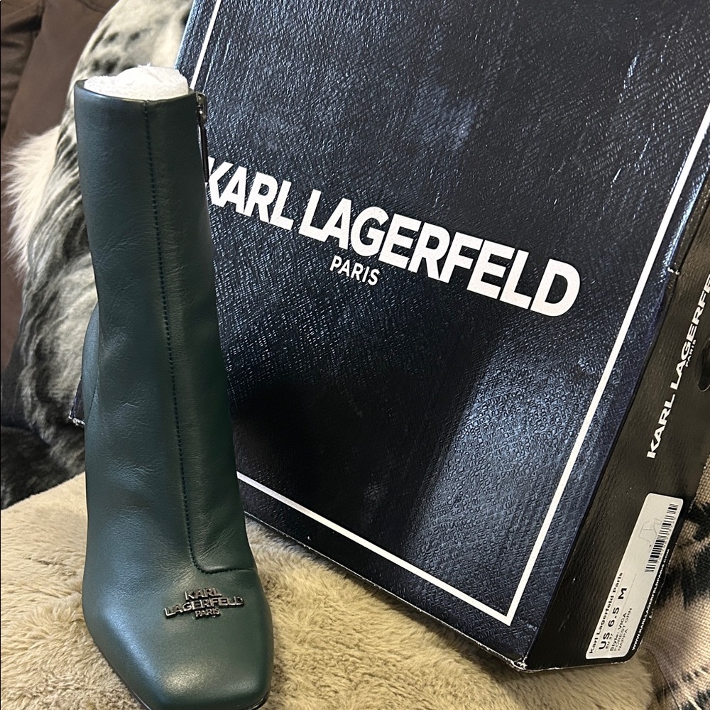 Karl Lagerfeld Women's Teal Heeled Boots